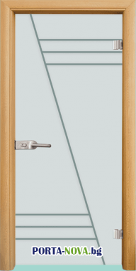 Стъклена интериорна врата, Gravur G 13-4, каса цвят Светъл дъб