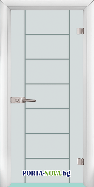 Стъклена интериорна врата, Gravur G 13-6, каса цвят Бяла