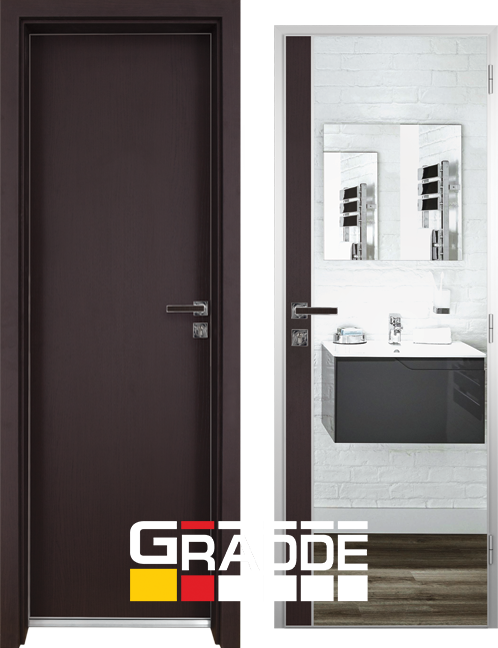 Алуминиева врата за баня Gradde, цвят Орех Рибейра